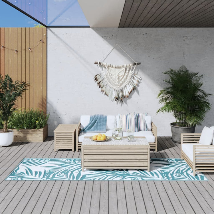 Vidaxl Outdoor Teppich Reversible 80x250 cm Aqua und Weiß
