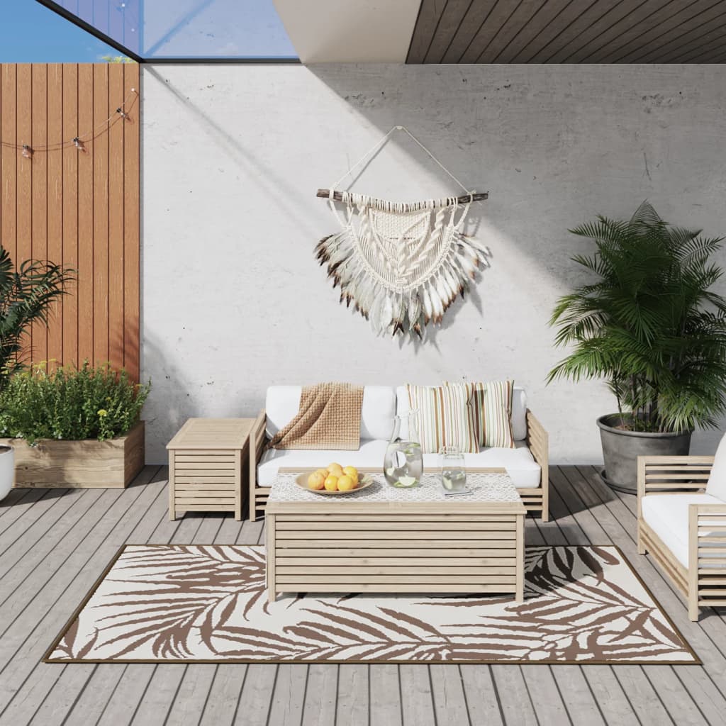 Vidaxl außerhalb des Teppichs reversibler 100x200 cm braun und weiß