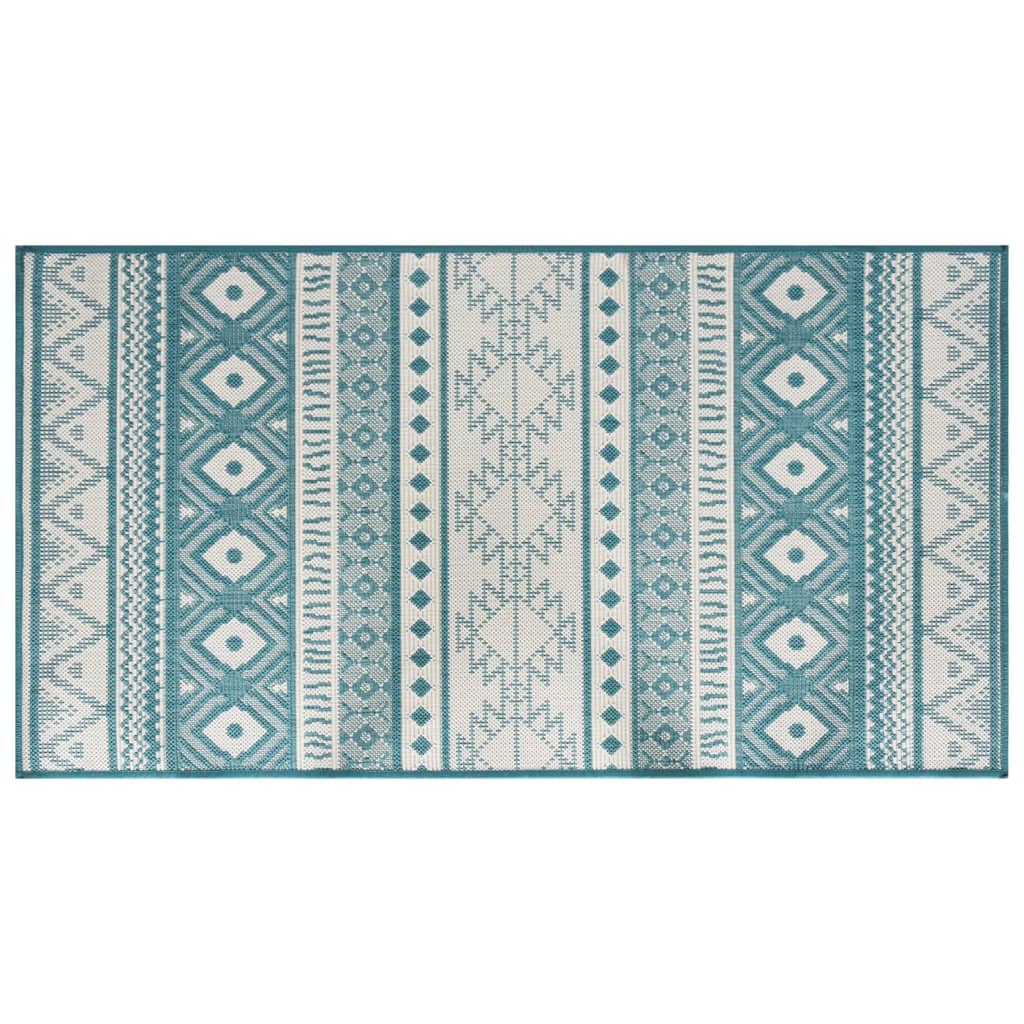 Vidaxl Outdoor Teppich Reversible 80x150 cm Aqua und Weiß