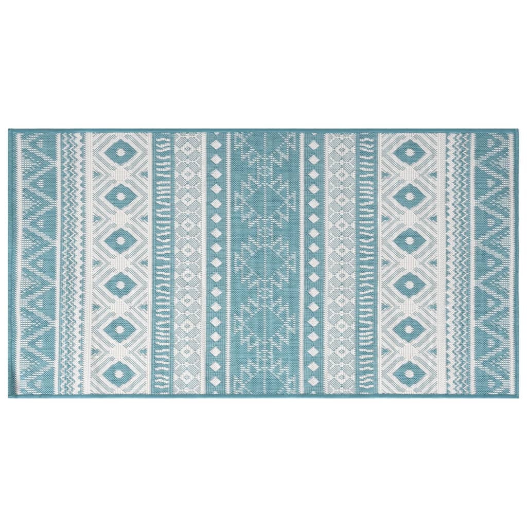Vidaxl Outdoor Teppich Reversible 80x150 cm Aqua und Weiß