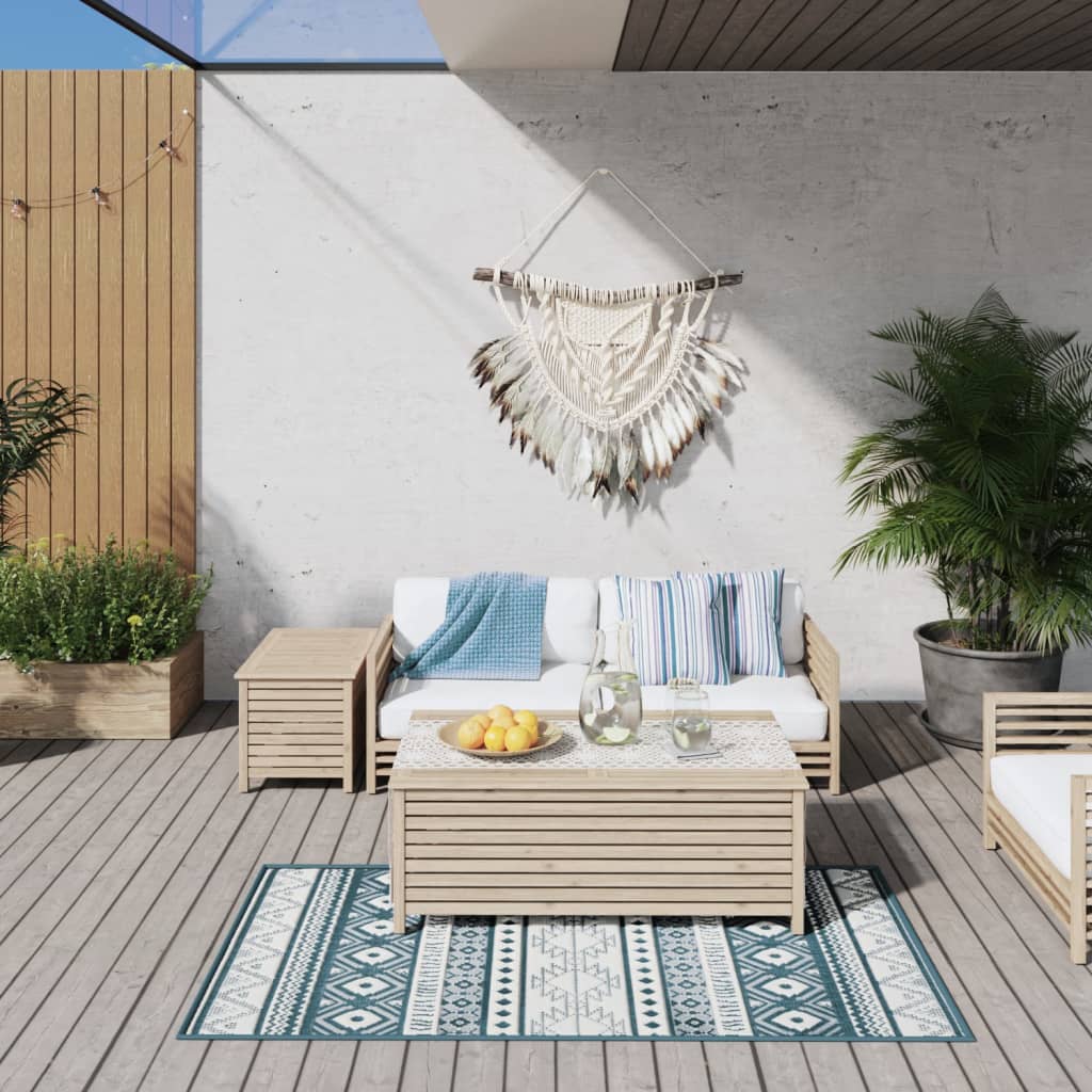 Vidaxl Outdoor Teppich Reversible 80x150 cm Aqua und Weiß