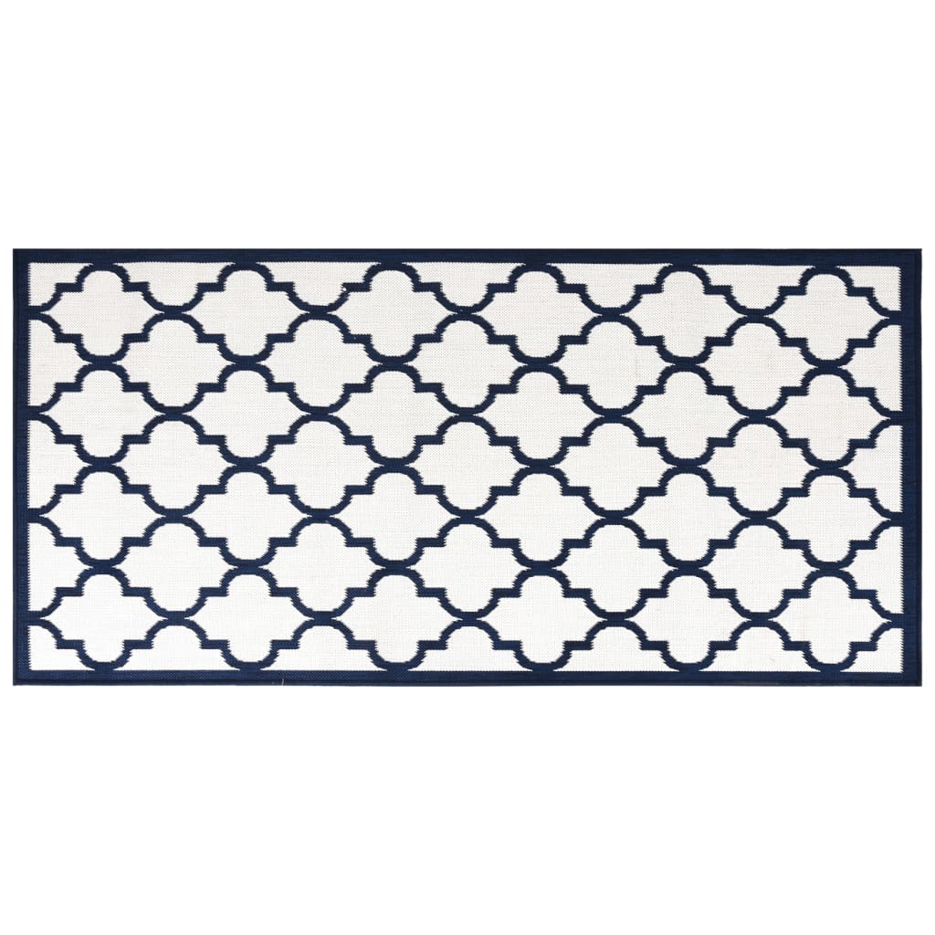 Vidaxl außerhalb des Teppichs reversibler 80x150 cm Marineblau und Weiß