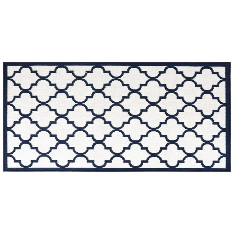 Vidaxl außerhalb des Teppichs reversibler 80x150 cm Marineblau und Weiß