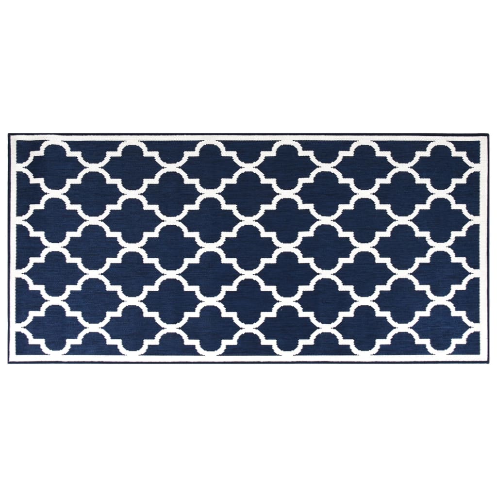 Vidaxl außerhalb des Teppichs reversibler 80x150 cm Marineblau und Weiß
