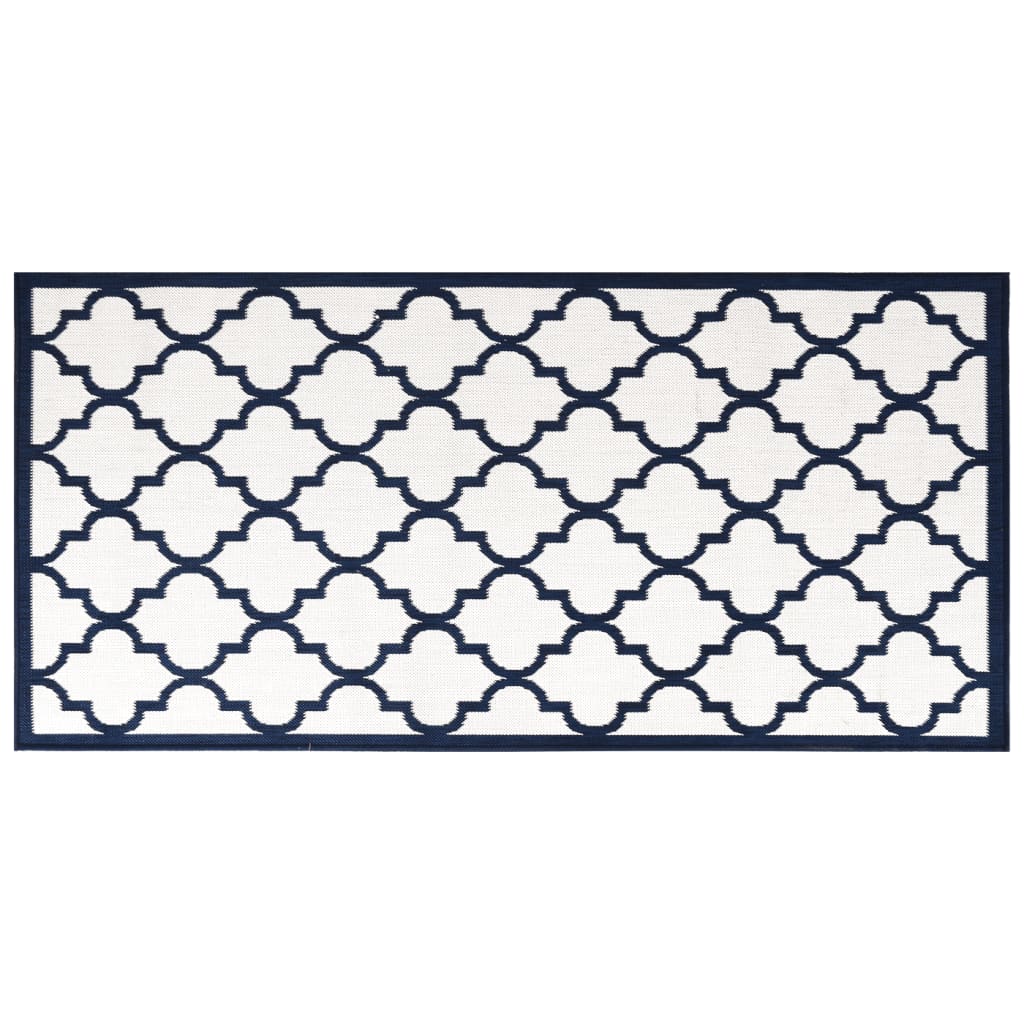 Vidaxl Outdoor Teppich reversibler 100x200 cm Marineblau und Weiß