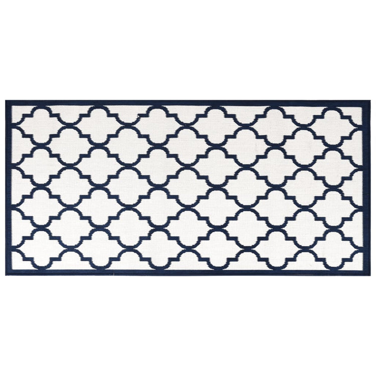 Vidaxl Outdoor Teppich reversibler 100x200 cm Marineblau und Weiß