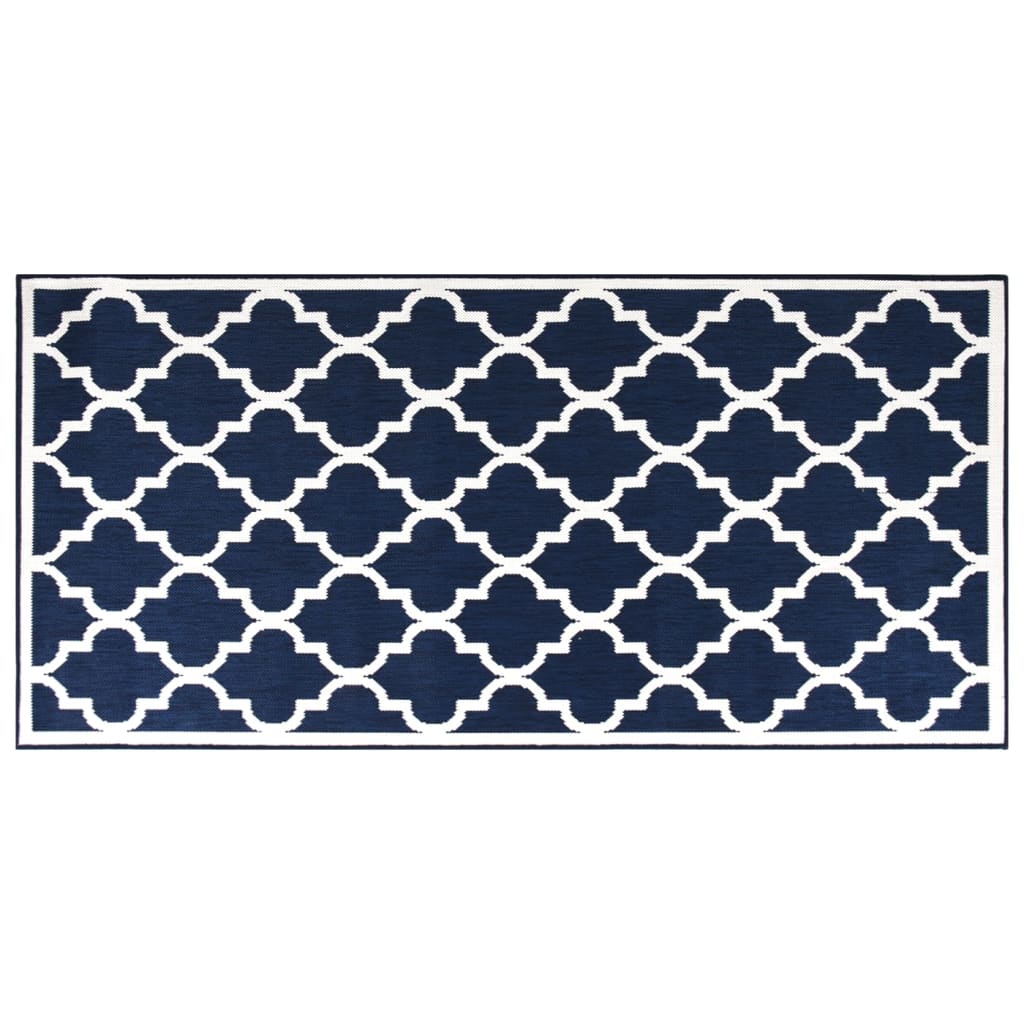 Vidaxl Outdoor Teppich reversibler 100x200 cm Marineblau und Weiß
