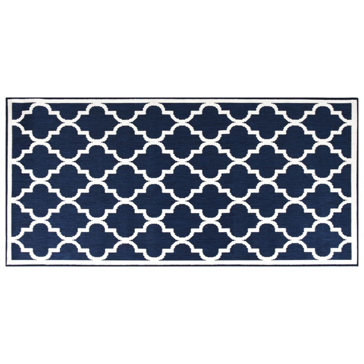 Vidaxl Outdoor Teppich reversibler 100x200 cm Marineblau und Weiß