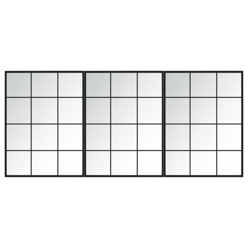 Vidaxl -Wandspiegel 3 ST 80x60 cm Metallschwarz