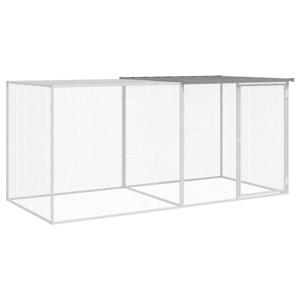 VIDAXL -Hühnchenstall mit Dach 203x98x90 cm verzinkter Stahl hellgrau