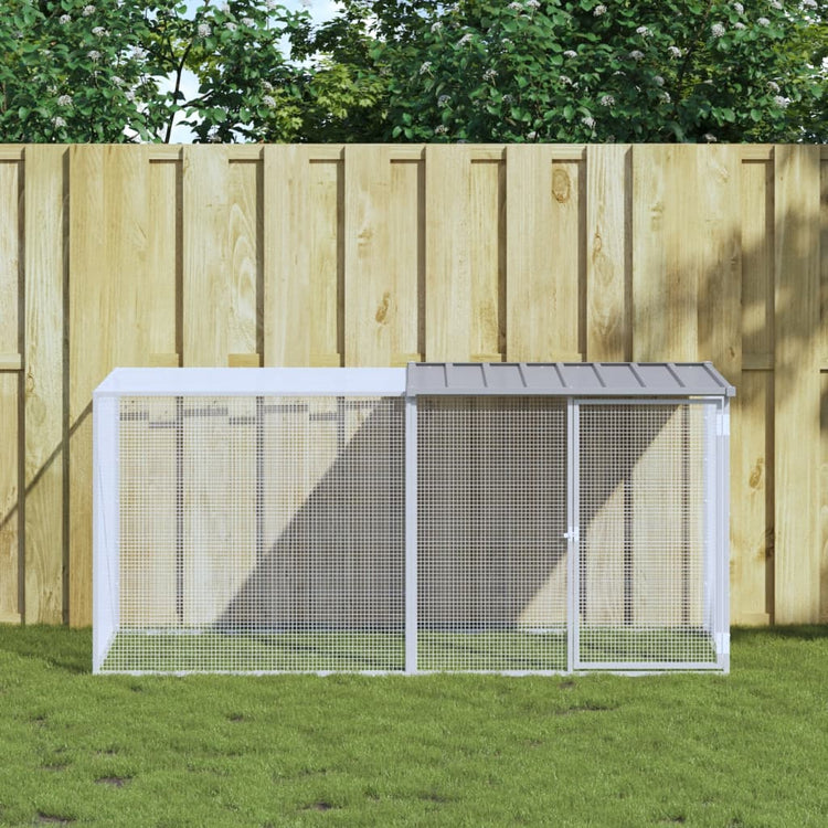 VIDAXL -Hühnchenstall mit Dach 203x98x90 cm verzinkter Stahl hellgrau