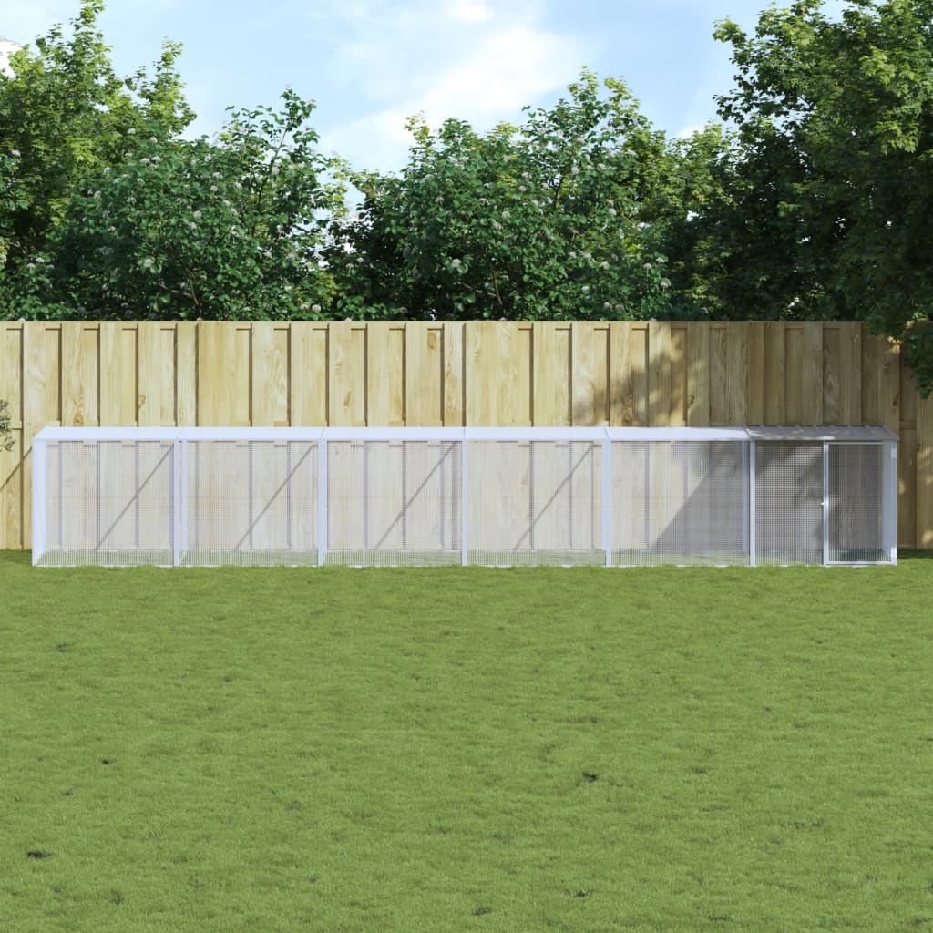 VIDAXL -Hühnchen -Stall mit Dach 603x98x90 cm verzinkter Stahl hellgrau