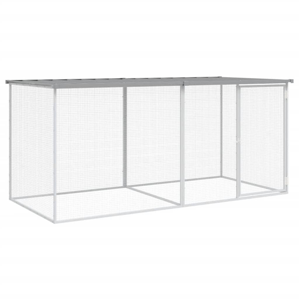 VIDAXL -Hühnchenstall mit Dach 203x98x90 cm verzinkter Stahl hellgrau