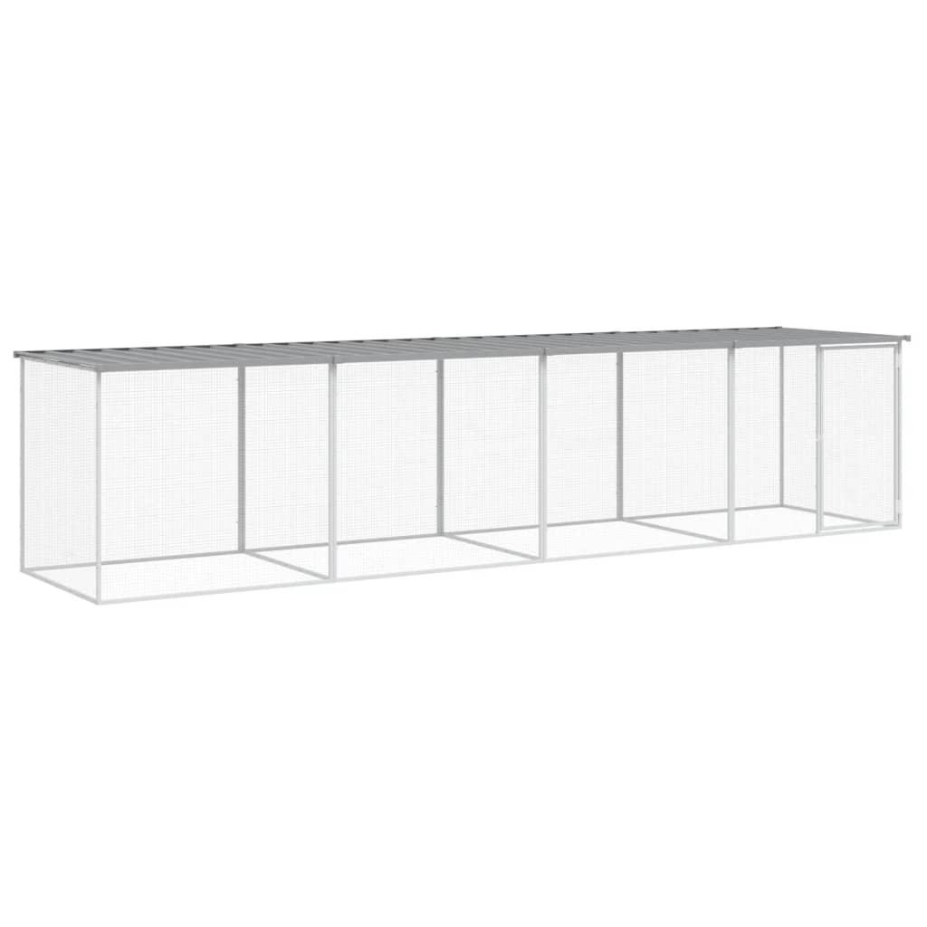 VIDAXL -Hühnchen -Stall mit Dach 403x98x90 cm verzinkter Stahl hellgrau