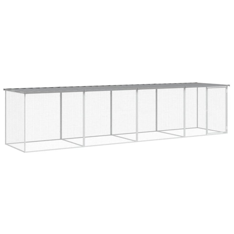 VIDAXL -Hühnchen -Stall mit Dach 403x98x90 cm verzinkter Stahl hellgrau