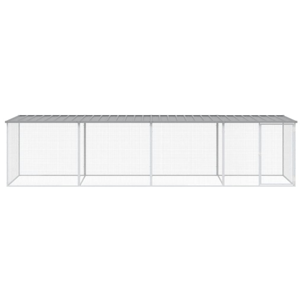 VIDAXL -Hühnchen -Stall mit Dach 403x98x90 cm verzinkter Stahl hellgrau