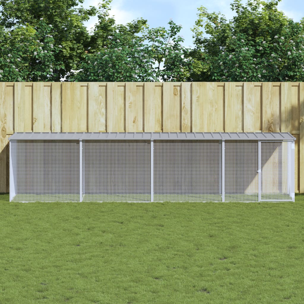VIDAXL -Hühnchen -Stall mit Dach 403x98x90 cm verzinkter Stahl hellgrau