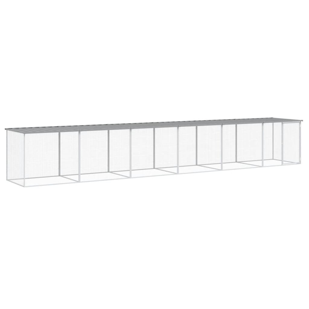 VIDAXL -Hühnchen -Stall mit Dach 603x98x90 cm verzinkter Stahl hellgrau