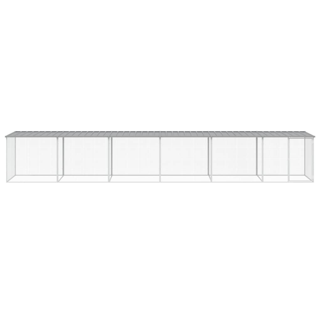 VIDAXL -Hühnchen -Stall mit Dach 603x98x90 cm verzinkter Stahl hellgrau