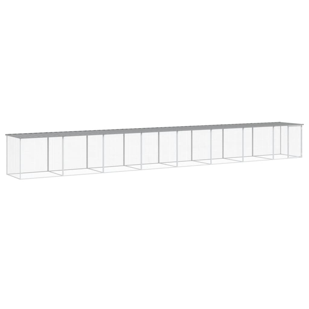 VIDAXL -Hühnchen -Stall mit Dach 803x98x90 cm verzinkter Stahl hellgrau