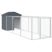 VIDAXL -Hundedach mit Dach 117x405x123 cm verzinkter Stahl -Anthrazit - afbeelding 2