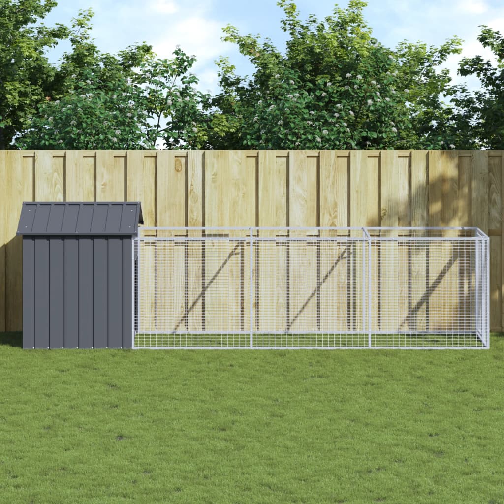 VIDAXL -Hundedach mit Dach 117x405x123 cm verzinkter Stahl -Anthrazit
