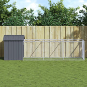 VIDAXL -Hundedach mit Dach 117x405x123 cm verzinkter Stahl -Anthrazit - afbeelding 1