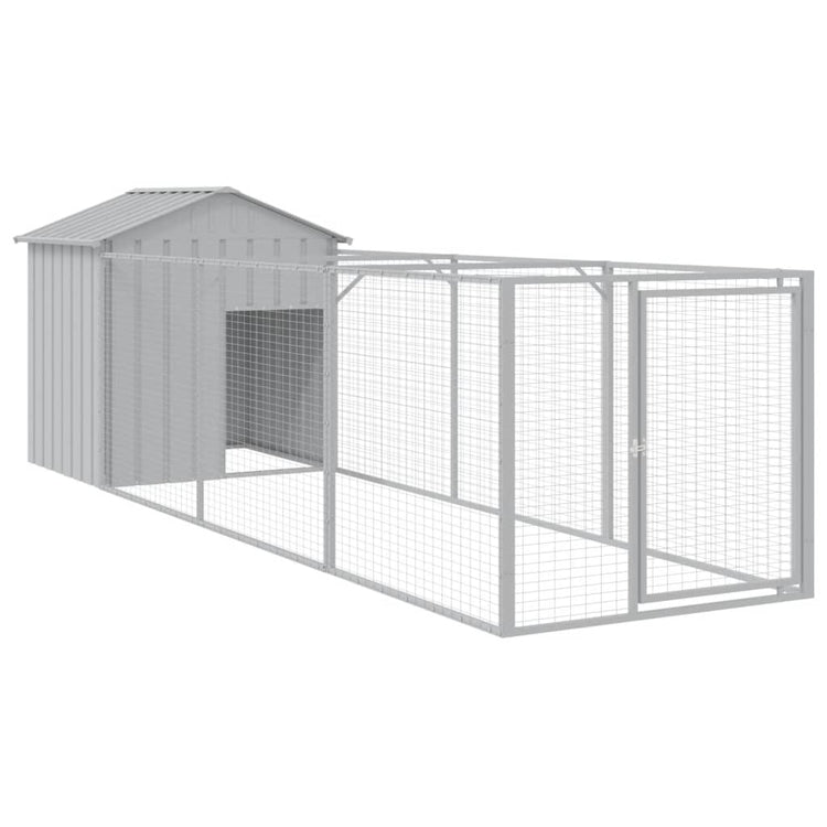 Vidaxl Hundedach mit Dach 117x405x123 cm Stahl hellgrau