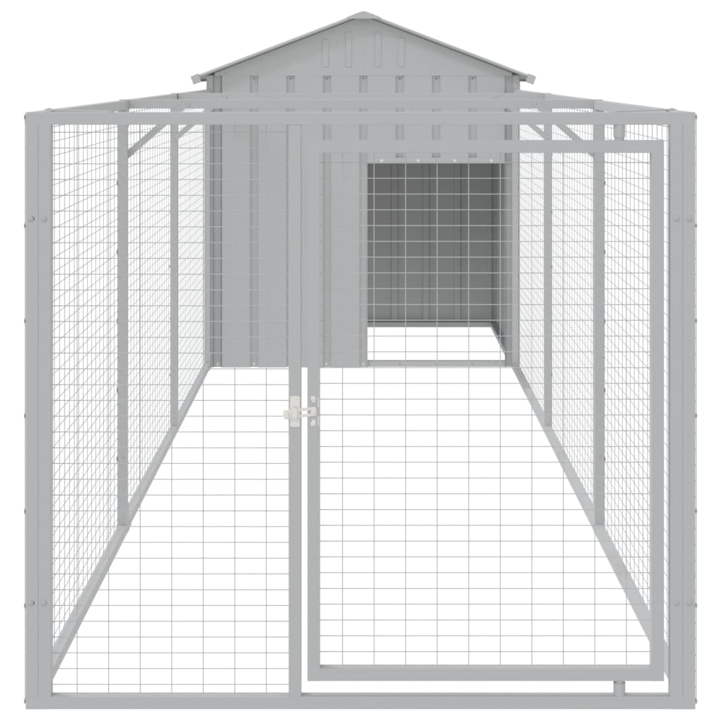 Vidaxl Hundedach mit Dach 117x405x123 cm Stahl hellgrau