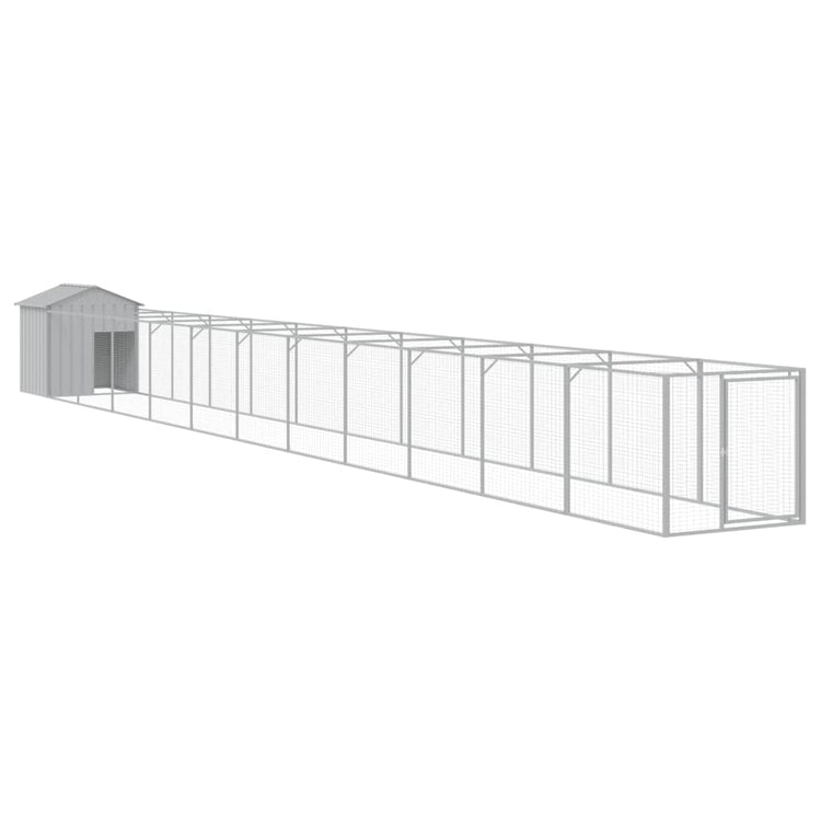 Vidaxl Hundedach mit Dach 117x1221x123 cm Stahl hellgrau