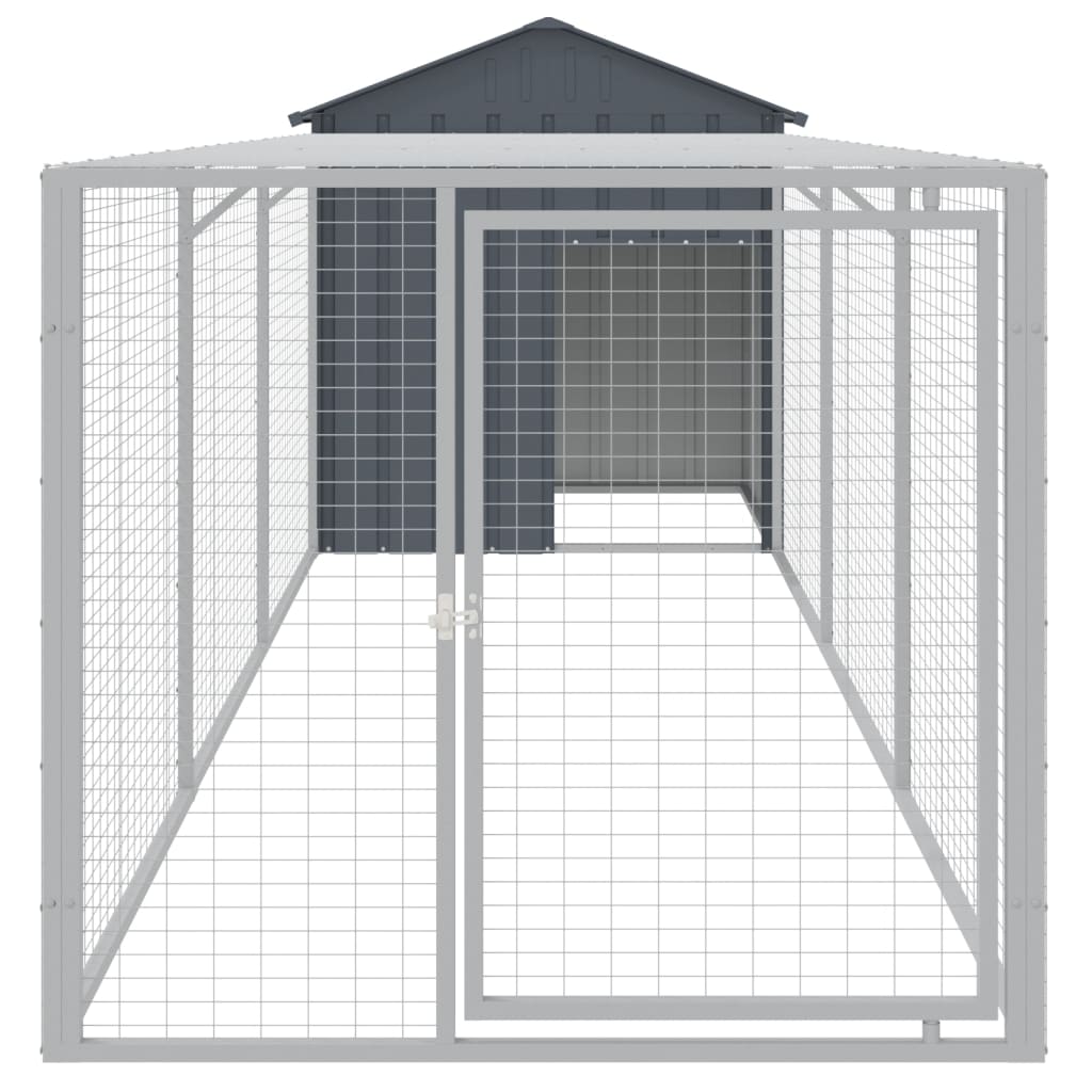 VIDAXL -Hühnchen -Stall mit Lauf 117x405x123 cm verzinkter Stahl -Anthrazit
