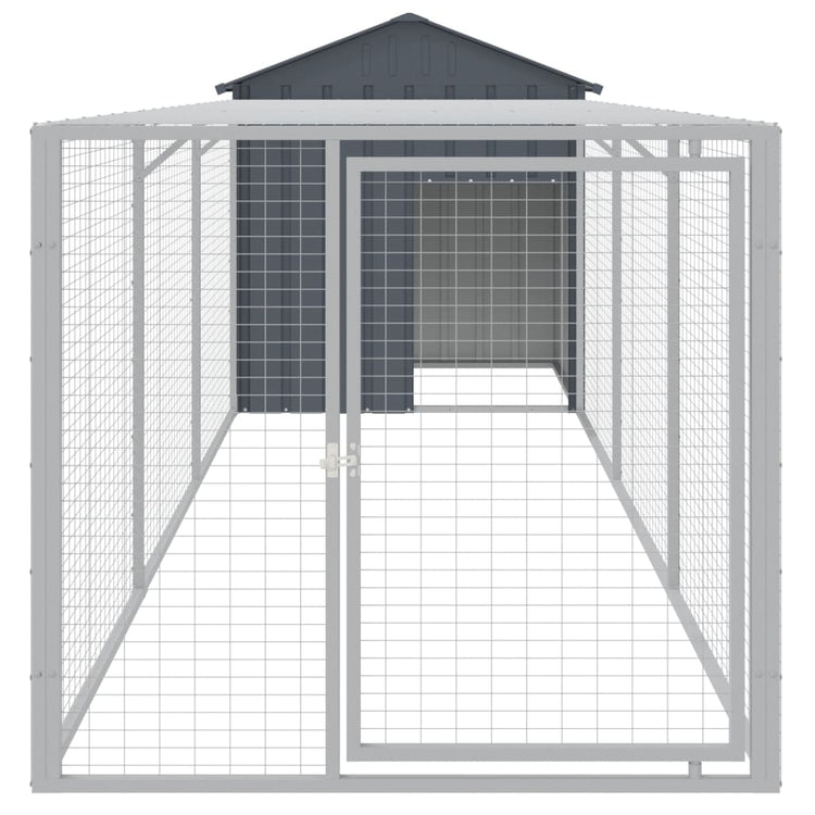 VIDAXL -Hühnchen -Stall mit Lauf 117x405x123 cm verzinkter Stahl -Anthrazit