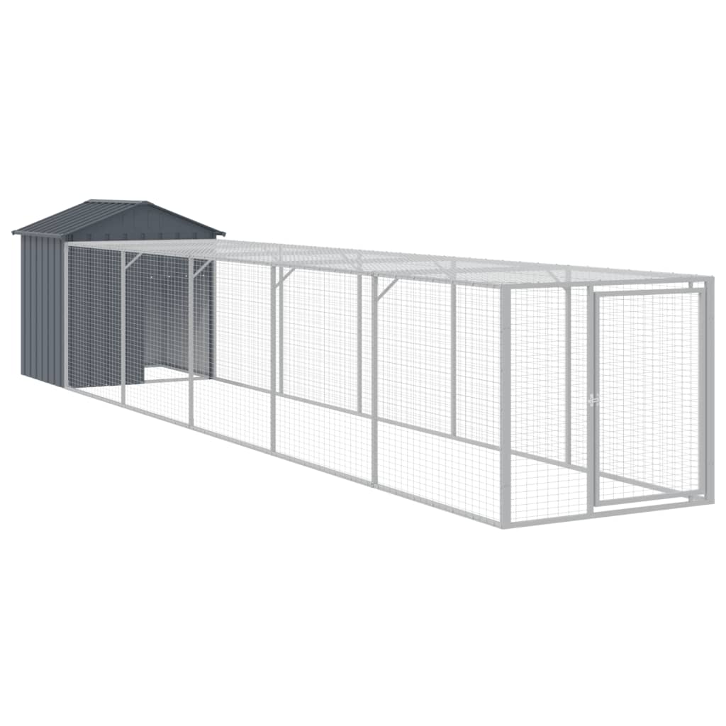 VIDAXL -Hühnchen -Stall mit Lauf 117x609 x 123 cm verzinkter Stahl -Anthrazit