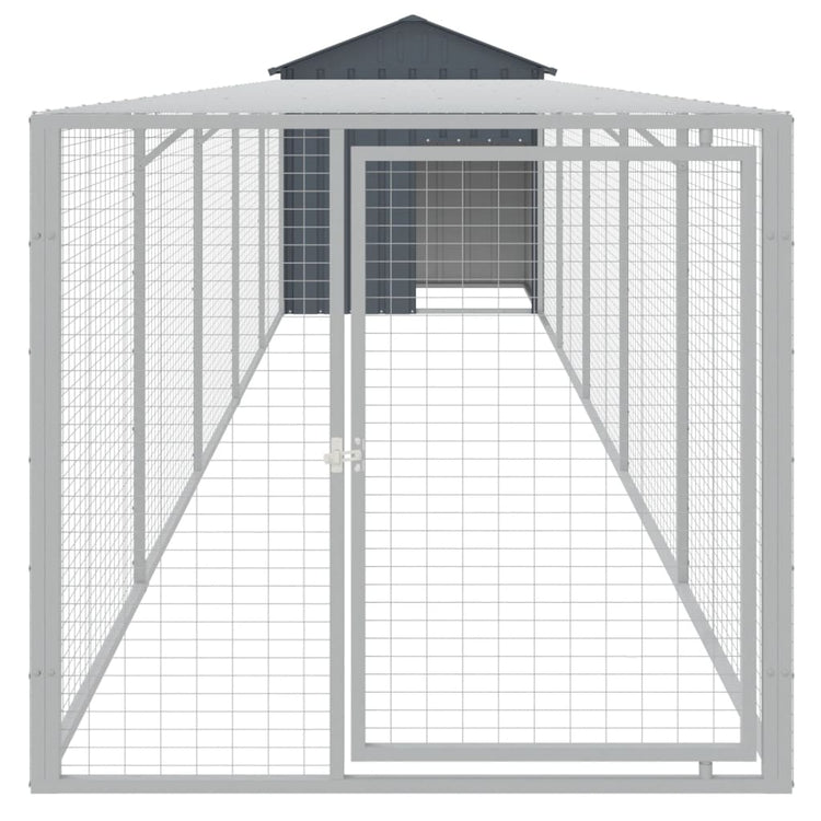 VIDAXL -Hühnchen -Stall mit Lauf 117x609 x 123 cm verzinkter Stahl -Anthrazit