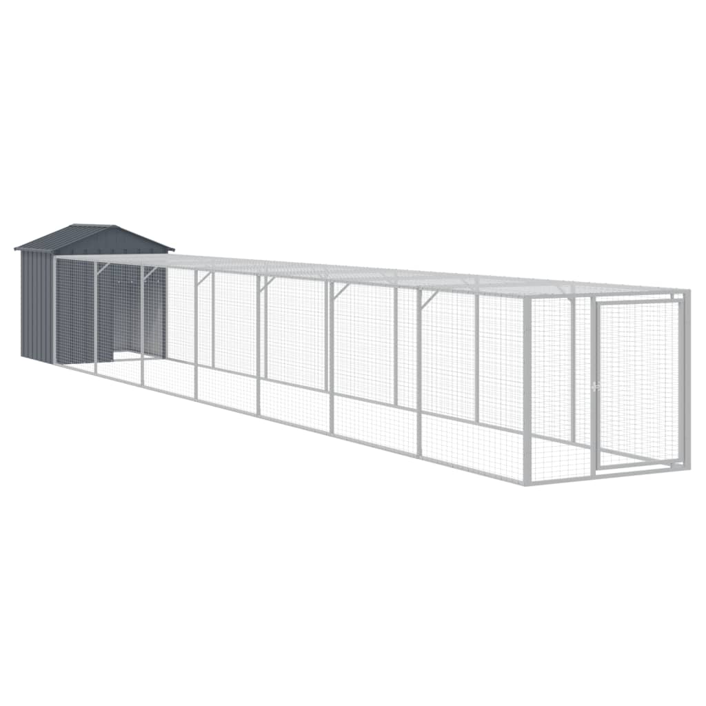 Vidaxl Chicken Coop mit Lauf 117x813x123 cm verzinkter Stahl -Anthrazit