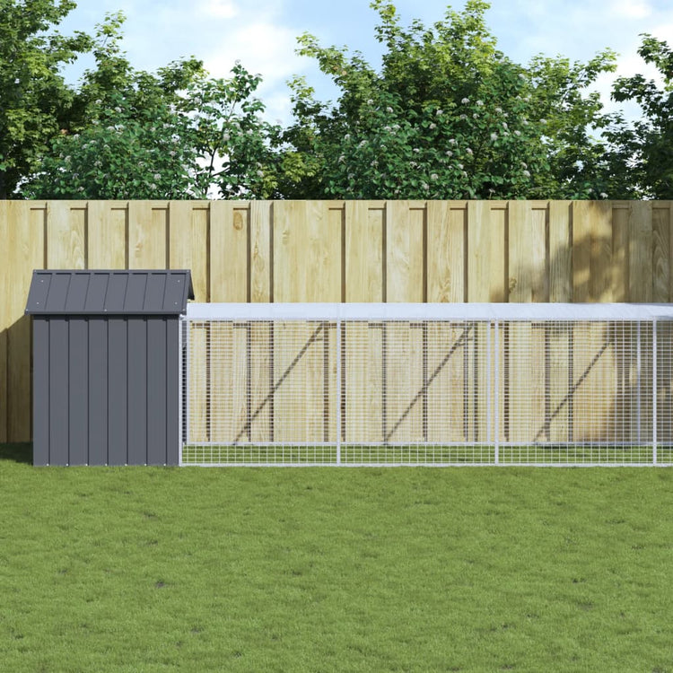 Vidaxl Chicken Coop mit Lauf 117x813x123 cm verzinkter Stahl -Anthrazit