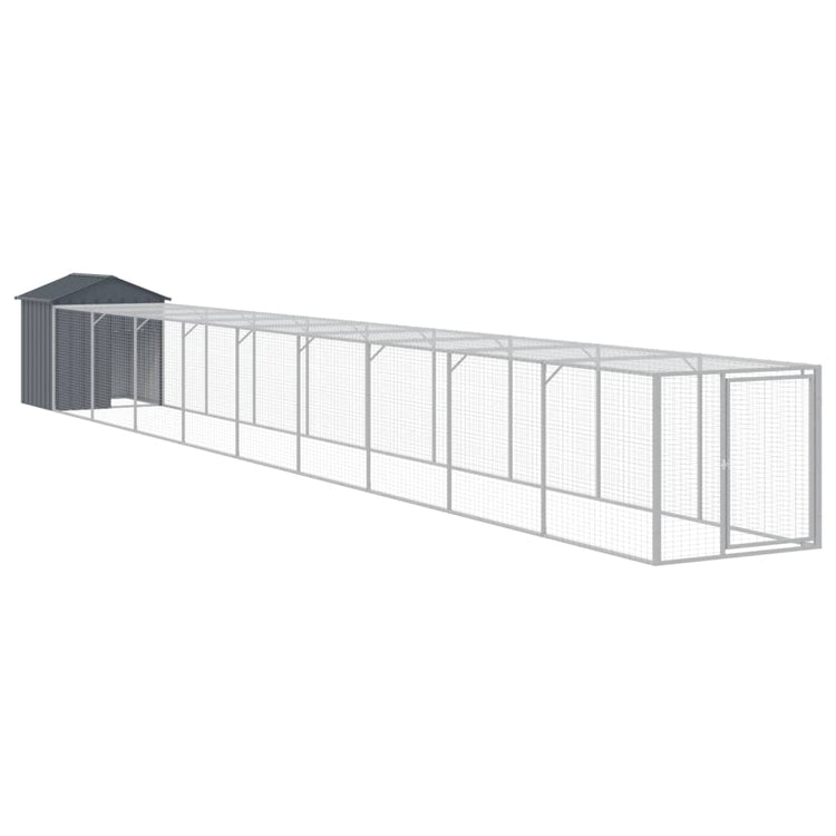 Vidaxl Chicken Coop mit Lauf 117x1017x123 cm Stahl -Anthrazit -Verschärfen