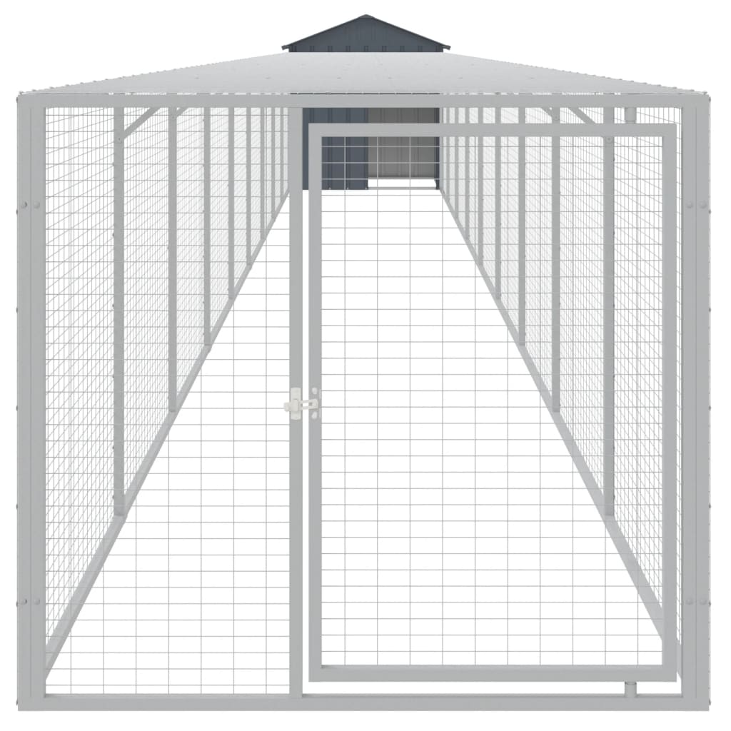 Vidaxl Chicken Coop mit Lauf 117x1017x123 cm Stahl -Anthrazit -Verschärfen