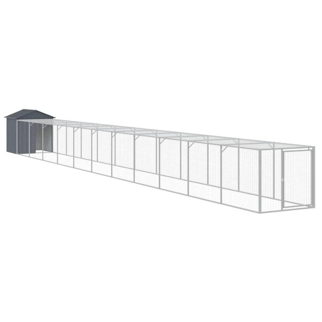 Vidaxl Chicken Coop mit Lauf 117x1221x123 cm Stahl -Anthrazit -Verschärfen
