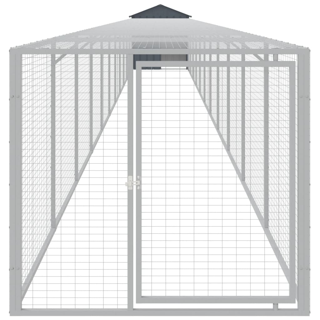 Vidaxl Chicken Coop mit Lauf 117x1221x123 cm Stahl -Anthrazit -Verschärfen
