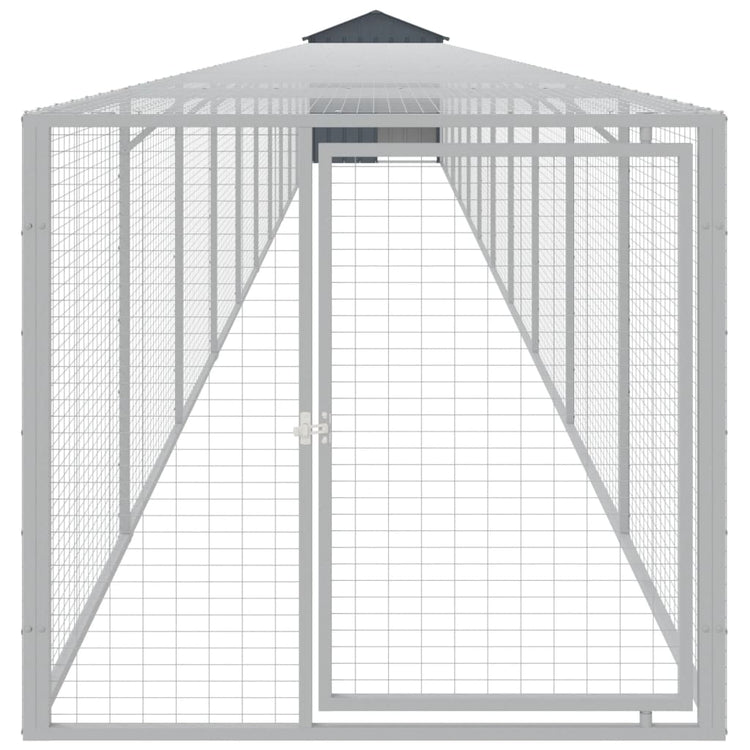 Vidaxl Chicken Coop mit Lauf 117x1221x123 cm Stahl -Anthrazit -Verschärfen