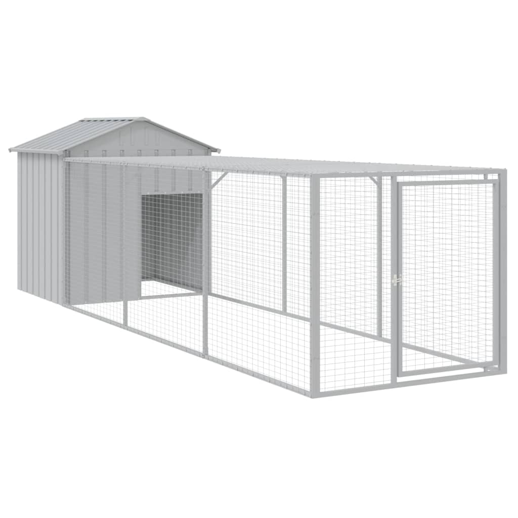 VIDAXL -Hühnchen -Stall mit Lauf 117x405x123 cm Stahl hellgrau