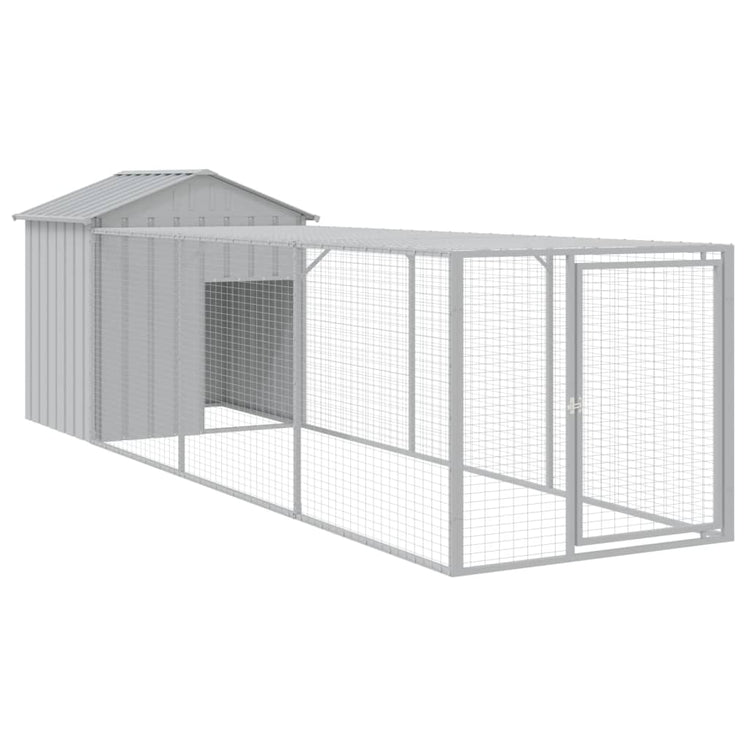 VIDAXL -Hühnchen -Stall mit Lauf 117x405x123 cm Stahl hellgrau
