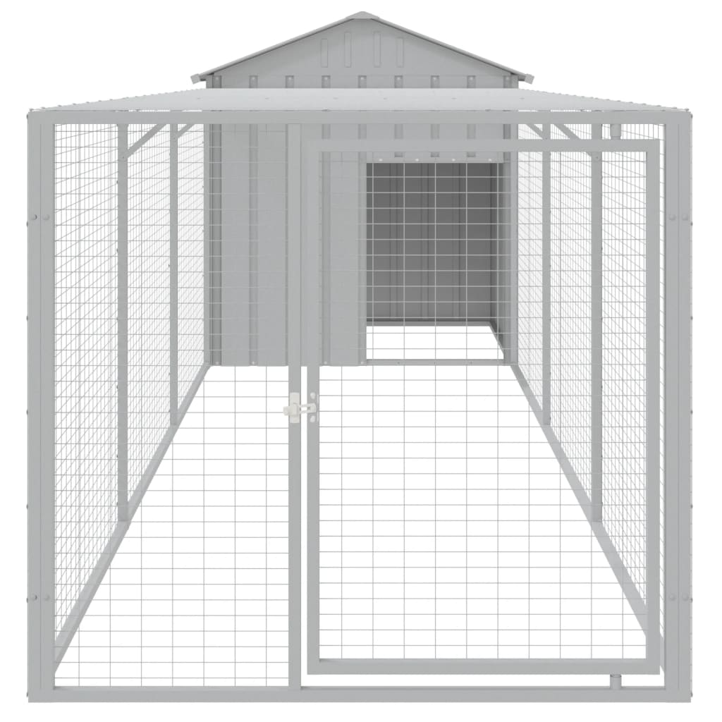 VIDAXL -Hühnchen -Stall mit Lauf 117x405x123 cm Stahl hellgrau