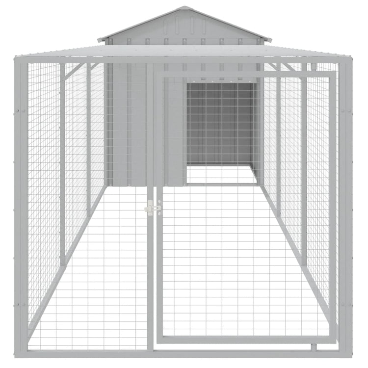 VIDAXL -Hühnchen -Stall mit Lauf 117x405x123 cm Stahl hellgrau
