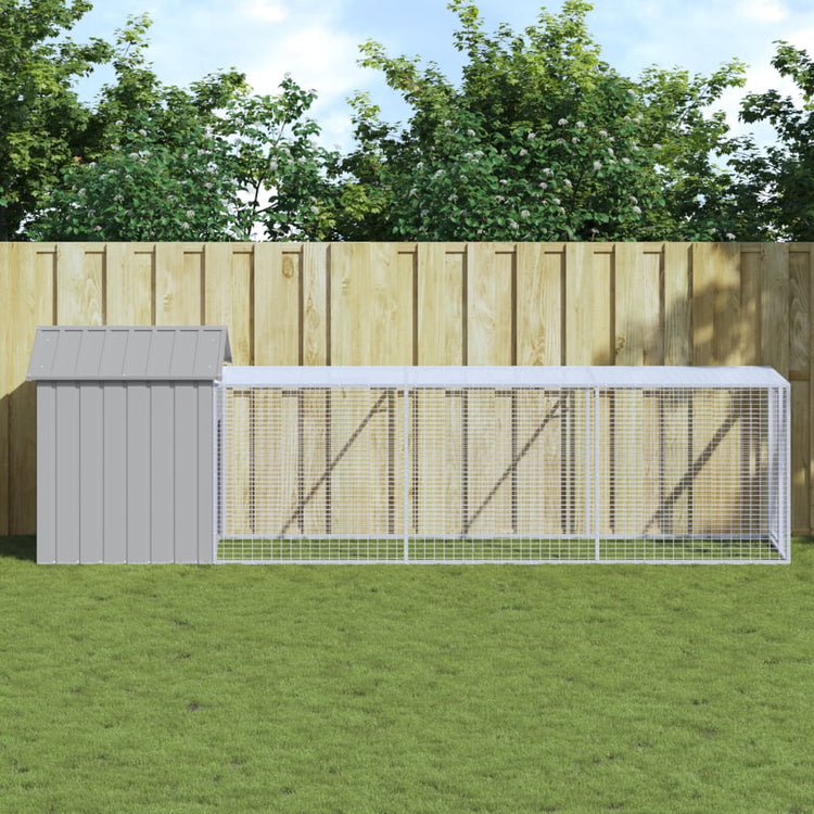 VIDAXL -Hühnchen -Stall mit Lauf 117x405x123 cm Stahl hellgrau