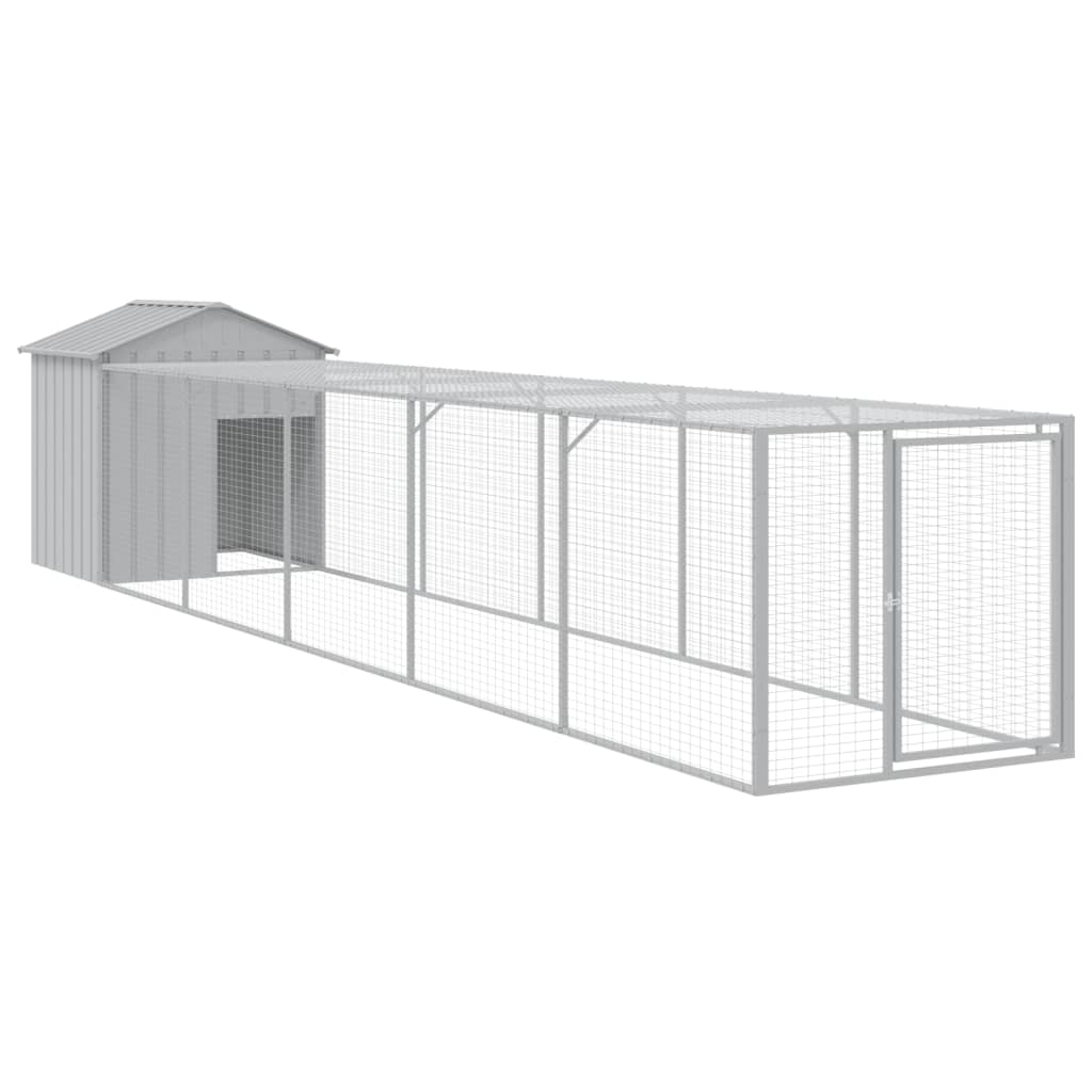 VIDAXL -Hühnchen -Stall mit Lauf 117x609x123 cm Stahl hellgrau