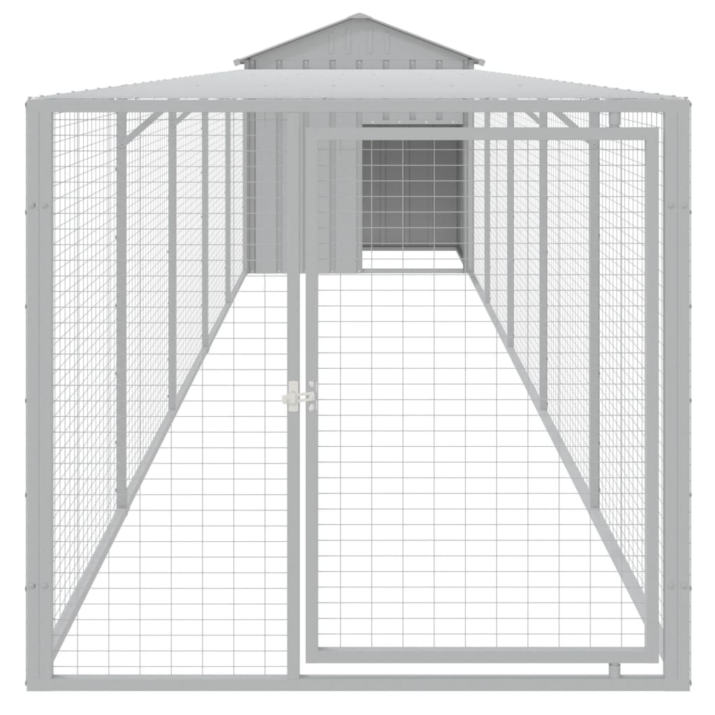 VIDAXL -Hühnchen -Stall mit Lauf 117x609x123 cm Stahl hellgrau