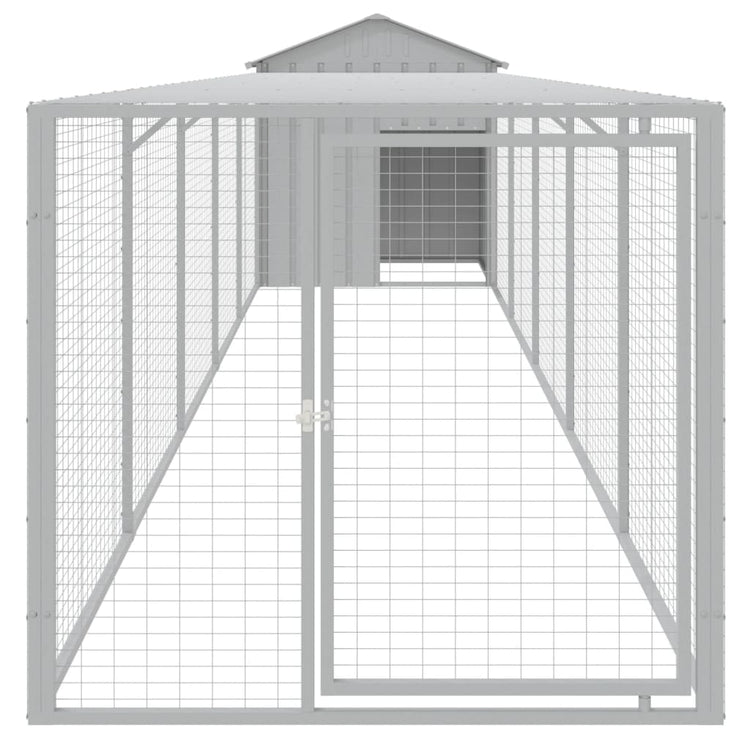 VIDAXL -Hühnchen -Stall mit Lauf 117x609x123 cm Stahl hellgrau