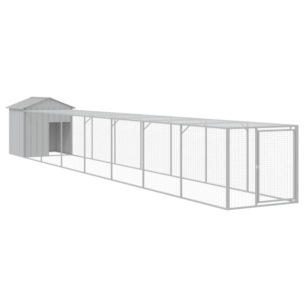 VIDAXL -Hühnchen -Stall mit Lauf 117x813x123 cm Stahl hellgrau